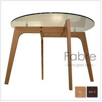 |　Fabre　| Φ105cm ダイニングテーブル オーク無垢材 ナチュラル / ダークブラウン 　